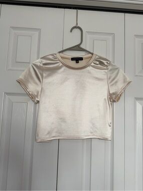 Electric Family Ivory Satin Crop Tee